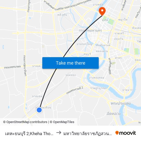 เคหะธนบุรี 2;Kheha Thonburi 2 to มหาวิทยาลัยราชภัฏสวนสุนันทา map