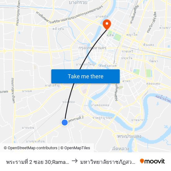 พระรามที่ 2 ซอย 30;Rama 2 Soi 30 to มหาวิทยาลัยราชภัฏสวนสุนันทา map