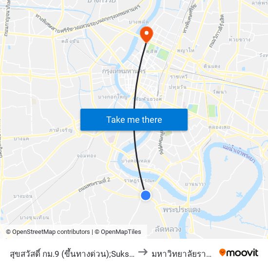 สุขสวัสดิ์ กม.9 (ขึ้นทางด่วน);Suksawat Km.9 (To Expressway) to มหาวิทยาลัยราชภัฏสวนสุนันทา map