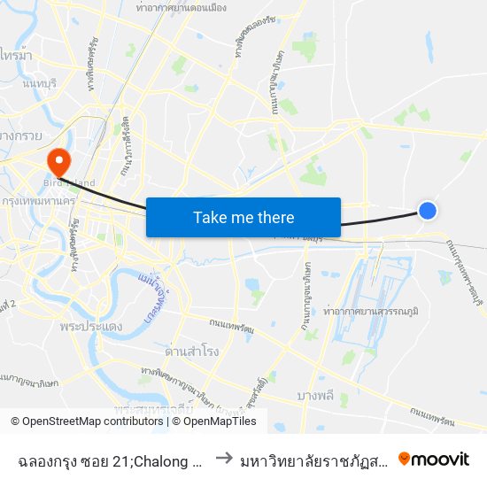 ฉลองกรุง ซอย 21;Chalong Krung Soi 21 to มหาวิทยาลัยราชภัฏสวนสุนันทา map