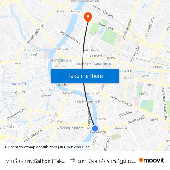 ท่าเรือสาทร;Sathon (Taksin) Pier to มหาวิทยาลัยราชภัฏสวนสุนันทา map