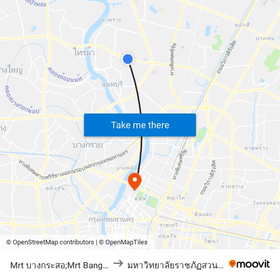 Mrt บางกระสอ;Mrt Bang Krasor to มหาวิทยาลัยราชภัฏสวนสุนันทา map