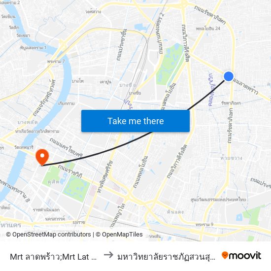 Mrt ลาดพร้าว;Mrt Lat Phrao to มหาวิทยาลัยราชภัฏสวนสุนันทา map