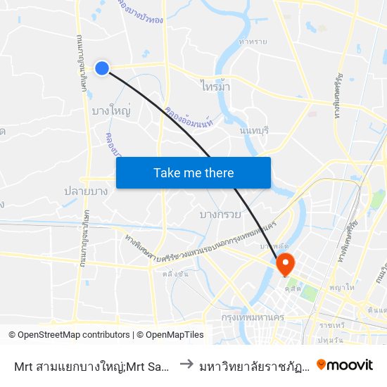 Mrt สามแยกบางใหญ่;Mrt Sam Yeak Bang Yai to มหาวิทยาลัยราชภัฏสวนสุนันทา map