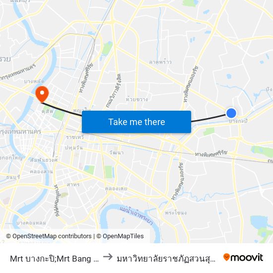 Mrt บางกะปิ;Mrt Bang Kapi to มหาวิทยาลัยราชภัฏสวนสุนันทา map