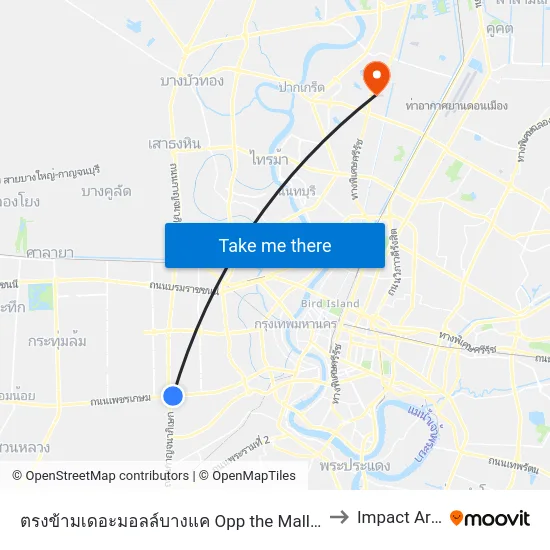 ตรงข้ามเดอะมอลล์บางแค Opp the Mall Bangkae to Impact Arena map