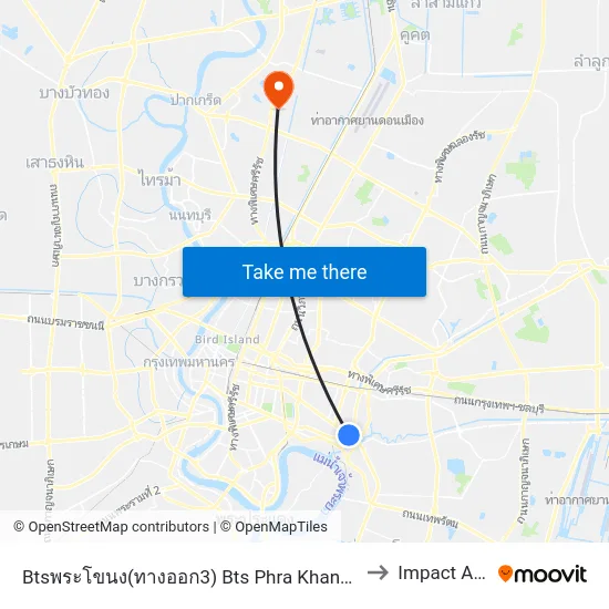 Btsพระโขนง(ทางออก3) Bts Phra Khanong (Exit 3) to Impact Arena map