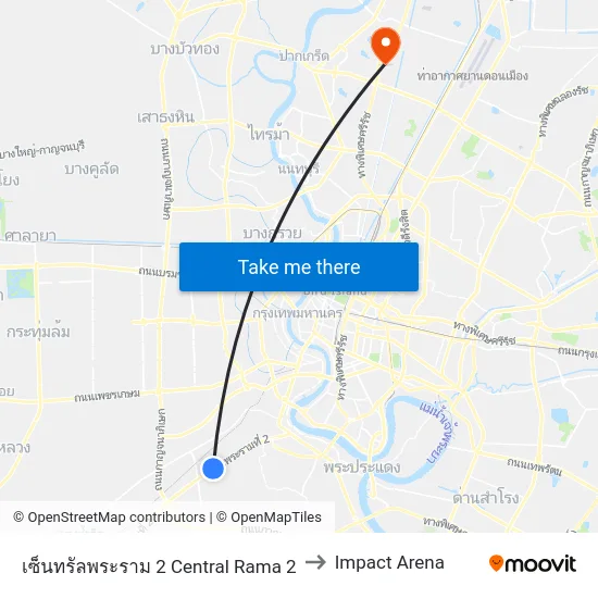 เซ็นทรัลพระราม 2 Central Rama 2 to Impact Arena map