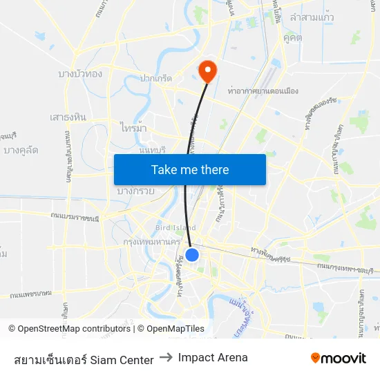 สยามเซ็นเตอร์ Siam Center to Impact Arena map