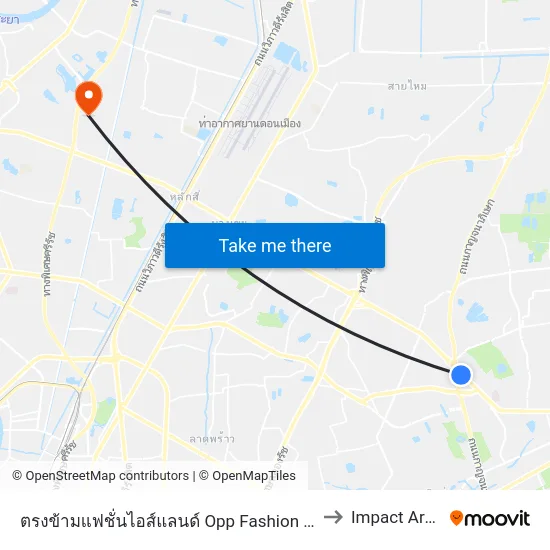 ตรงข้ามแฟชั่นไอส์แลนด์ Opp Fashion Island to Impact Arena map