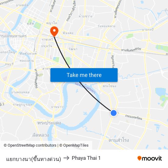 แยกบางนา(ขึ้นทางด่วน) to Phaya Thai 1 map