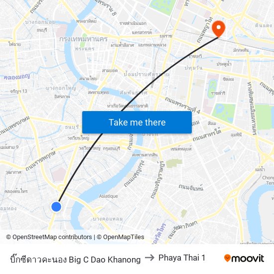 บิ๊กซีดาวคะนอง Big C  Dao Khanong to Phaya Thai 1 map