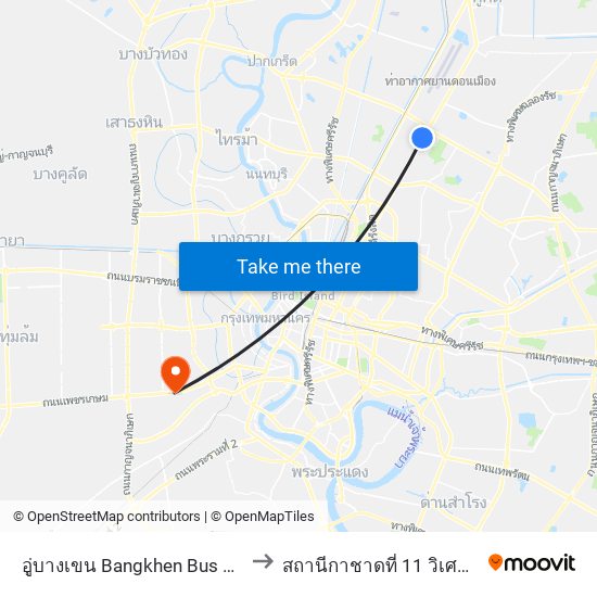 อู่บางเขน Bangkhen Bus Depot to สถานีกาชาดที่ 11 วิเศษนิยม map