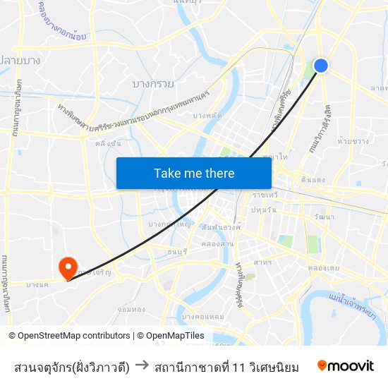 สวนจตุจักร(ฝั่งวิภาวดี) to สถานีกาชาดที่ 11 วิเศษนิยม map