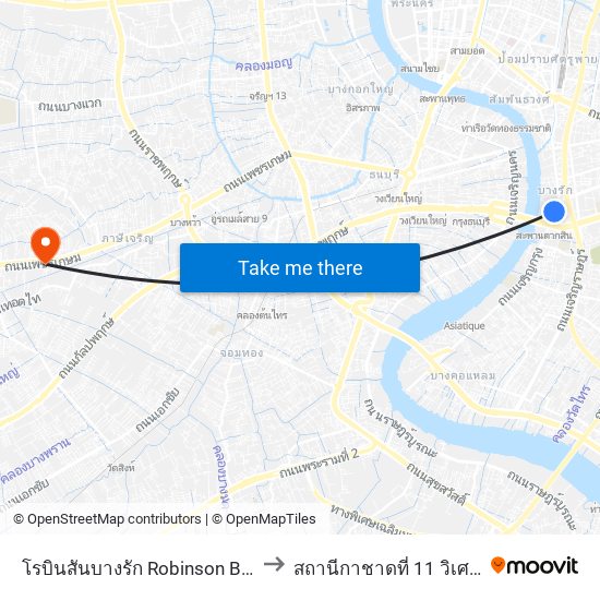 โรบินสันบางรัก Robinson Bangrak to สถานีกาชาดที่ 11 วิเศษนิยม map