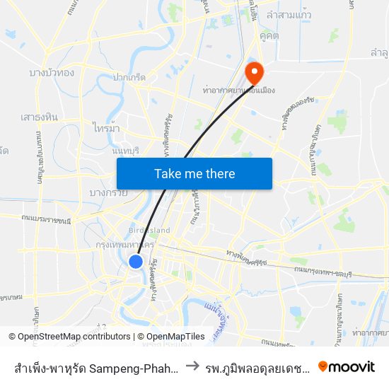 สำเพ็ง-พาหุรัด Sampeng-Phahurat to รพ.ภูมิพลอดุลยเดช พอ map