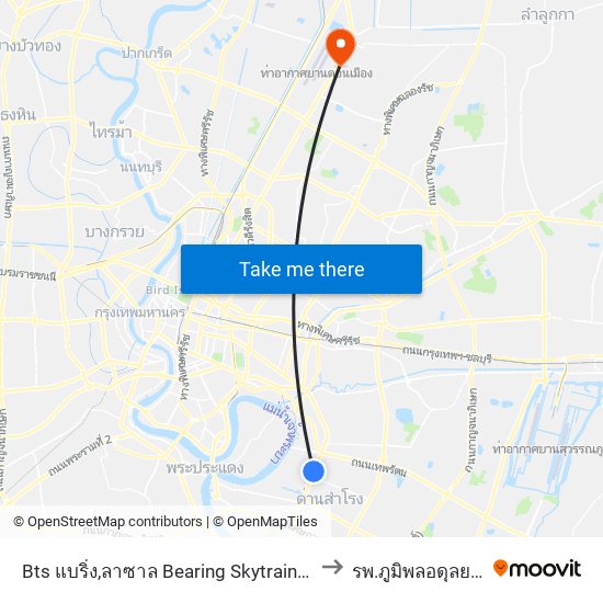 Bts แบริ่ง,ลาซาล Bearing Skytrain Station, Lasal to รพ.ภูมิพลอดุลยเดช พอ map