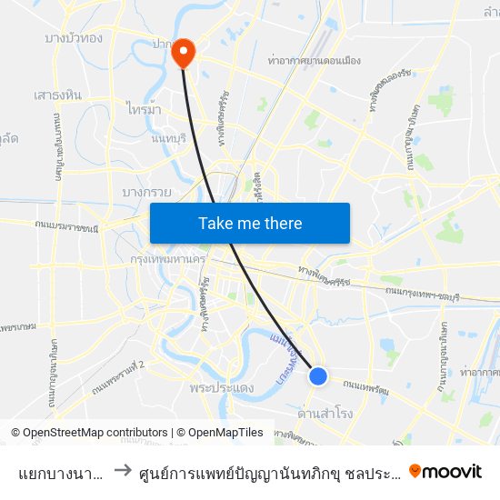 แยกบางนา(ขึ้นทางด่วน) to ศูนย์การแพทย์ปัญญานันทภิกขุ ชลประทาน มหาวิทยาลัยศรีนครินทรวิโรฒ map