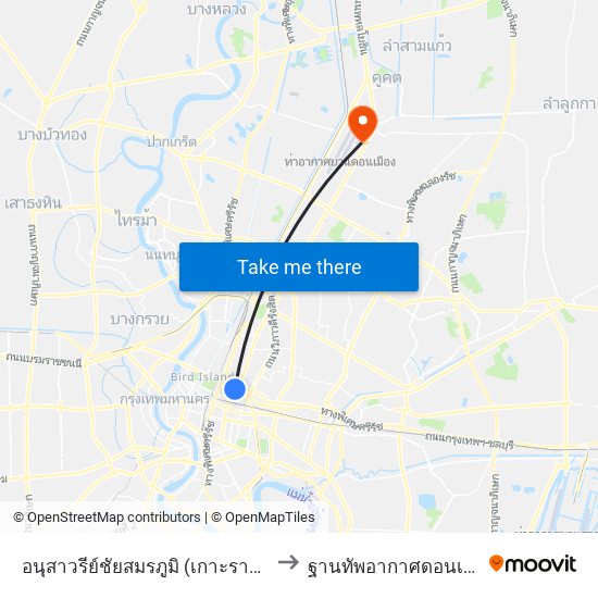 อนุสาวรีย์ชัยสมรภูมิ (เกาะราชวิถี) to ฐานทัพอากาศดอนเมือง map