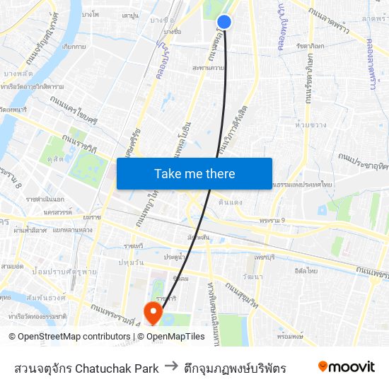 สวนจตุจักร Chatuchak Park to ตึกจุมภฏพงษ์บริพัตร map