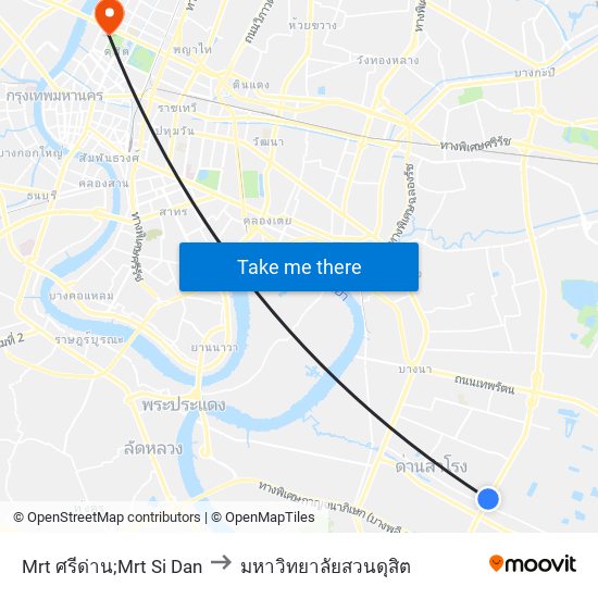 Mrt ศรีด่าน;Mrt Si Dan to มหาวิทยาลัยสวนดุสิต map