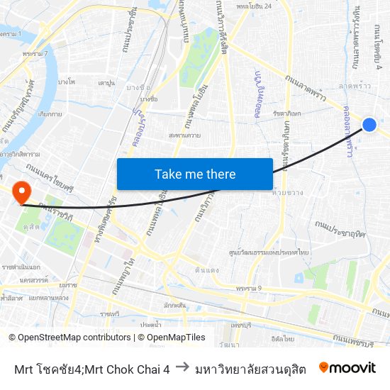 Mrt โชคชัย4;Mrt Chok Chai 4 to มหาวิทยาลัยสวนดุสิต map