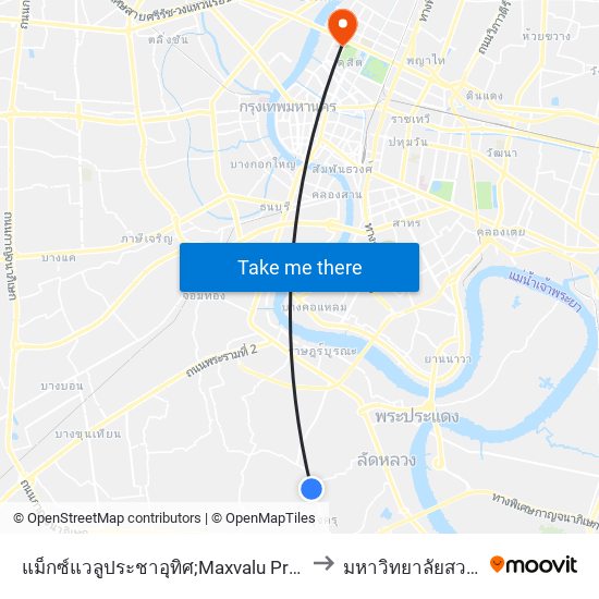 แม็กซ์แวลูประชาอุทิศ;Maxvalu Pracha Uthit to มหาวิทยาลัยสวนดุสิต map