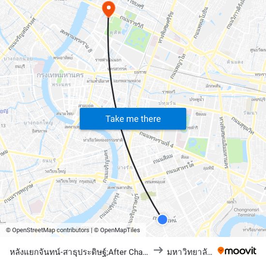 หลังแยกจันทน์-สาธุประดิษฐ์;After Chan-Sathupradit Intersection to มหาวิทยาลัยสวนดุสิต map