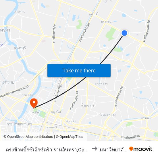 ตรงข้ามบิ๊กซีเอ็กซ์ตร้า รามอินทรา;Opposite Big C Extra Ramintra to มหาวิทยาลัยสวนดุสิต map