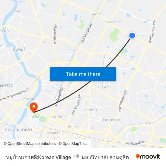 หมู่บ้านเกาหลี;Korean Village to มหาวิทยาลัยสวนดุสิต map