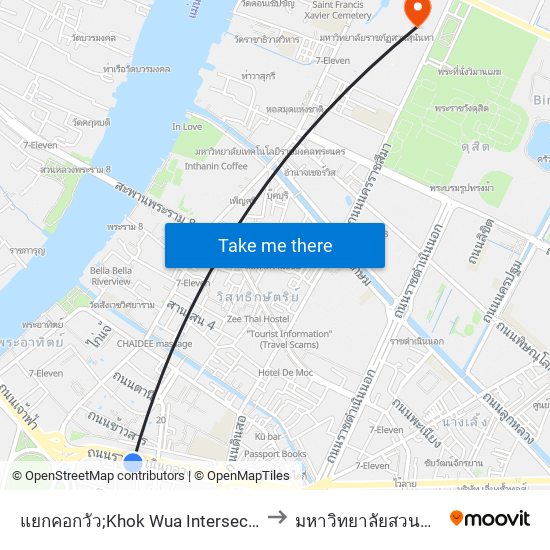 แยกคอกวัว;Khok Wua Intersection to มหาวิทยาลัยสวนดุสิต map