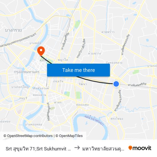 Srt สุขุมวิท 71;Srt Sukhumvit 71 to มหาวิทยาลัยสวนดุสิต map