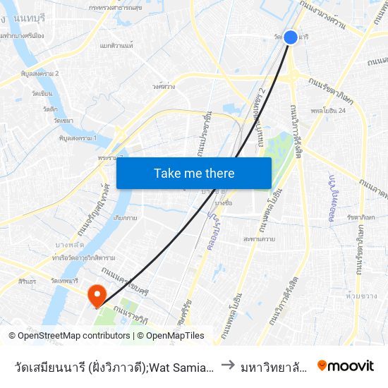 วัดเสมียนนารี (ฝั่งวิภาวดี);Wat Samian Nari (Vibhavadi Side) to มหาวิทยาลัยสวนดุสิต map