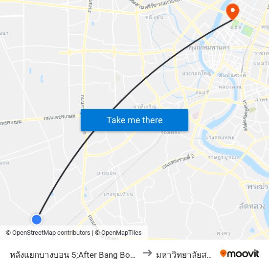 หลังแยกบางบอน 5;After Bang Bon 5 Junction to มหาวิทยาลัยสวนดุสิต map