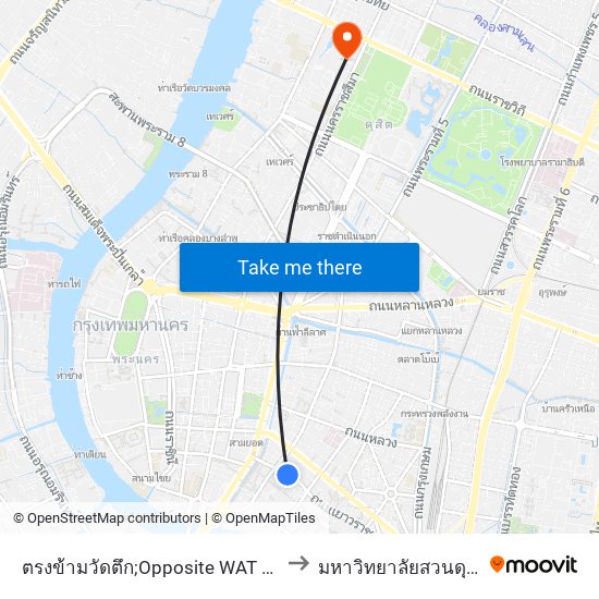 ตรงข้ามวัดตึก;Opposite WAT Tuk to มหาวิทยาลัยสวนดุสิต map