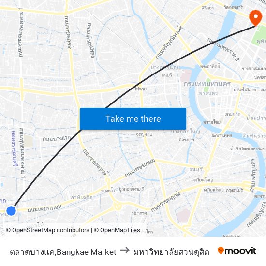 ตลาดบางแค;Bangkae Market to มหาวิทยาลัยสวนดุสิต map