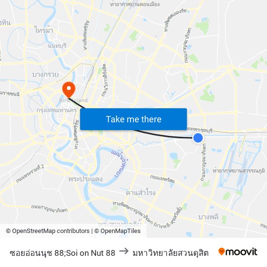 ซอยอ่อนนุช 88;Soi on Nut 88 to มหาวิทยาลัยสวนดุสิต map