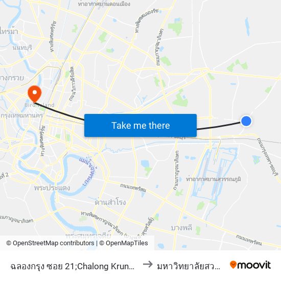 ฉลองกรุง ซอย 21;Chalong Krung Soi 21 to มหาวิทยาลัยสวนดุสิต map