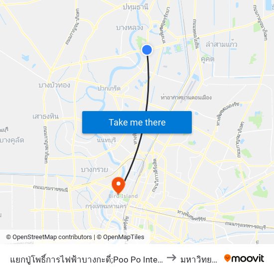 แยกปู่โพธิ์การไฟฟ้าบางกะดี่;Poo Po Intersection Pea Pathum Thani 2 (Bang Kadi) to มหาวิทยาลัยสวนดุสิต map