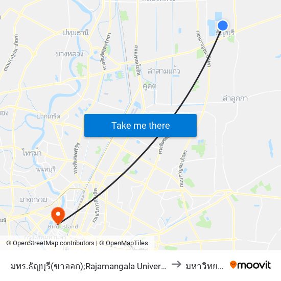 มทร.ธัญบุรี(ขาออก);Rajamangala University Of Technology Thanyaburi (De[Arture) to มหาวิทยาลัยสวนดุสิต map