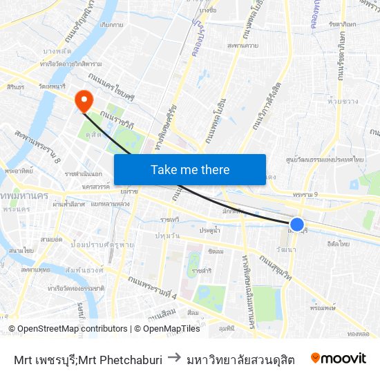 Mrt เพชรบุรี;Mrt Phetchaburi to มหาวิทยาลัยสวนดุสิต map