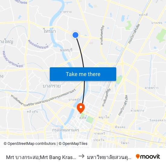 Mrt บางกระสอ;Mrt Bang Krasor to มหาวิทยาลัยสวนดุสิต map