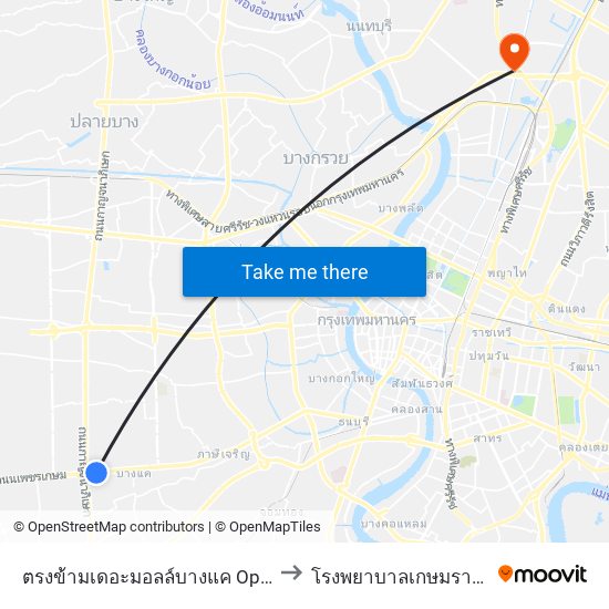 ตรงข้ามเดอะมอลล์บางแค Opp the Mall Bangkae to โรงพยาบาลเกษมราษฎร์ ประชาชื่น map