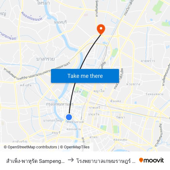 สำเพ็ง-พาหุรัด Sampeng-Phahurat to โรงพยาบาลเกษมราษฎร์ ประชาชื่น map