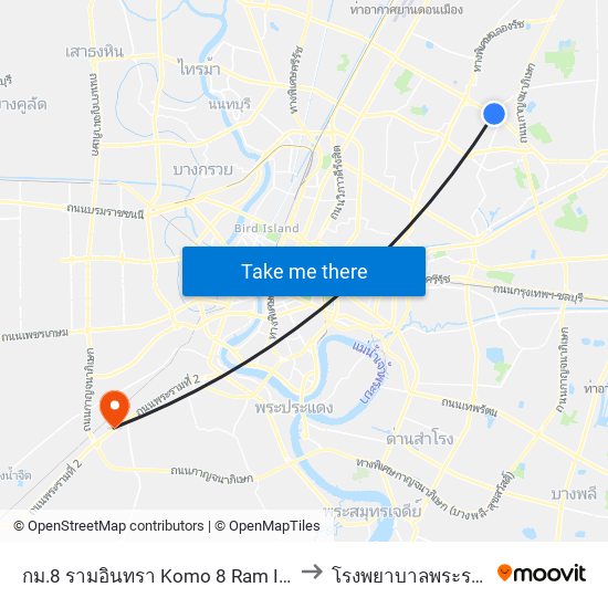 กม.8 รามอินทรา Komo 8 Ram In Thra to โรงพยาบาลพระราม 2 map