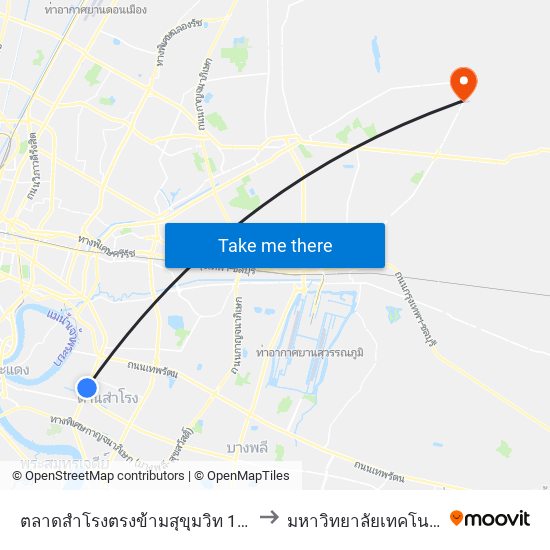 ตลาดสำโรงตรงข้ามสุขุมวิท 111 Talat Samrong to มหาวิทยาลัยเทคโนโลยีมหานคร map