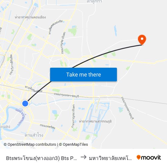 Btsพระโขนง(ทางออก3) Bts Phra Khanong (Exit 3) to มหาวิทยาลัยเทคโนโลยีมหานคร map