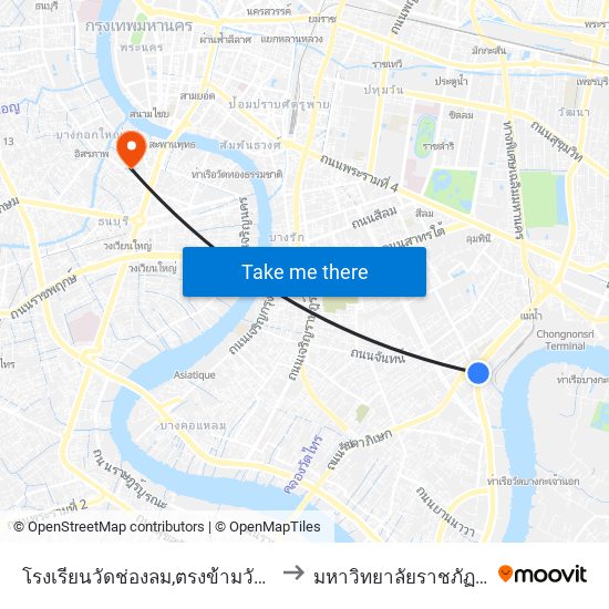 โรงเรียนวัดช่องลม,ตรงข้ามวัดช่องลม to มหาวิทยาลัยราชภัฏธนบุรี map