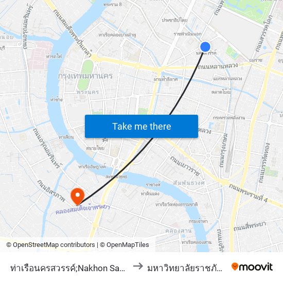 ท่าเรือนครสวรรค์;Nakhon Sawan Pier to มหาวิทยาลัยราชภัฏธนบุรี map