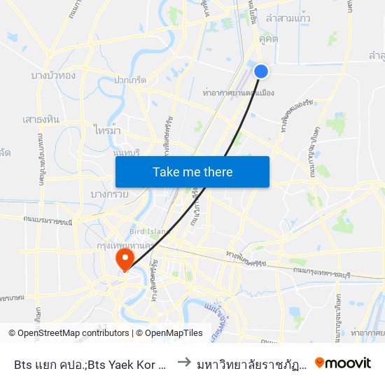 Bts แยก คปอ.;Bts Yaek Kor Por Aor to มหาวิทยาลัยราชภัฏธนบุรี map